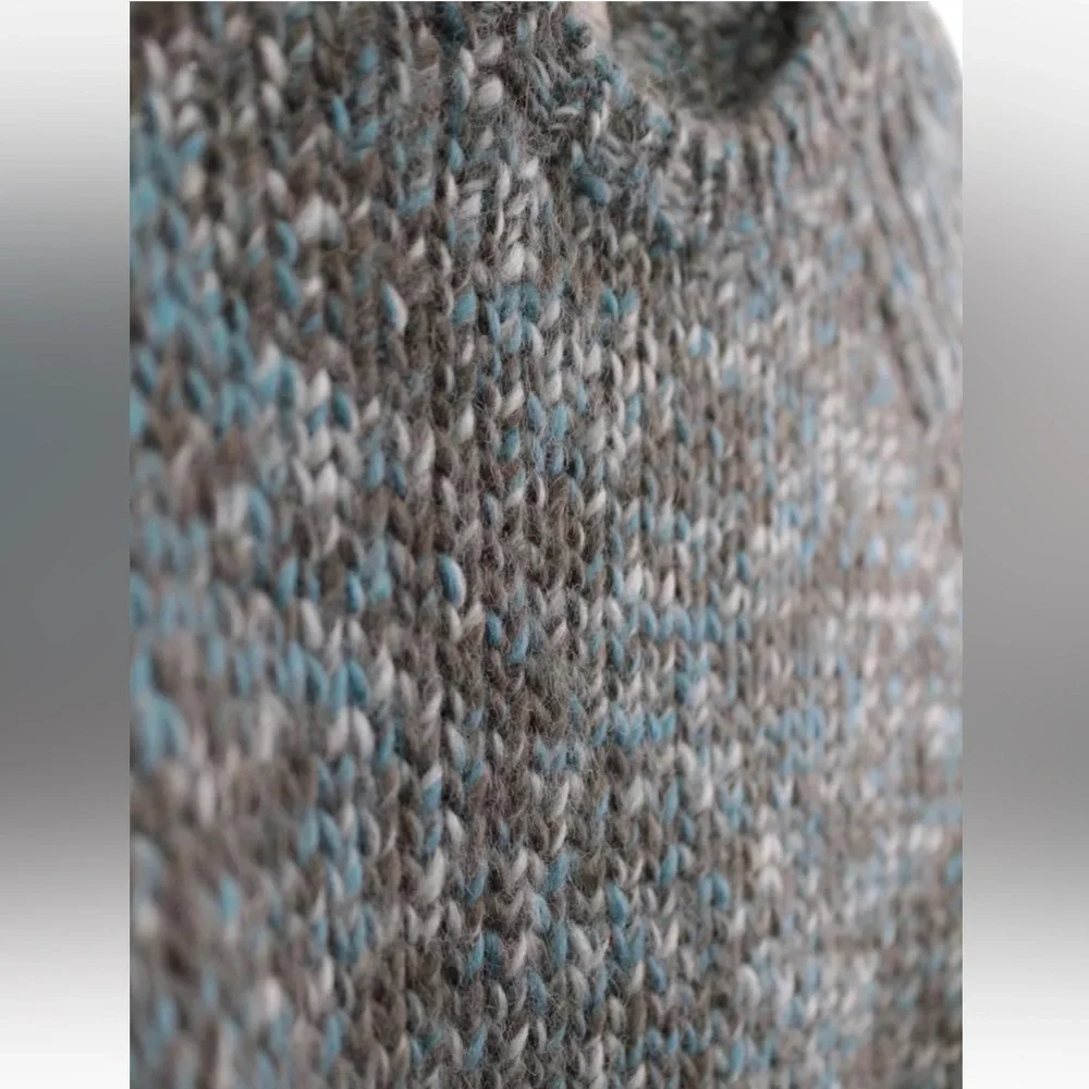 J.Crew vintage wool multi green marled knit sweater size large - Picture 2 of 4